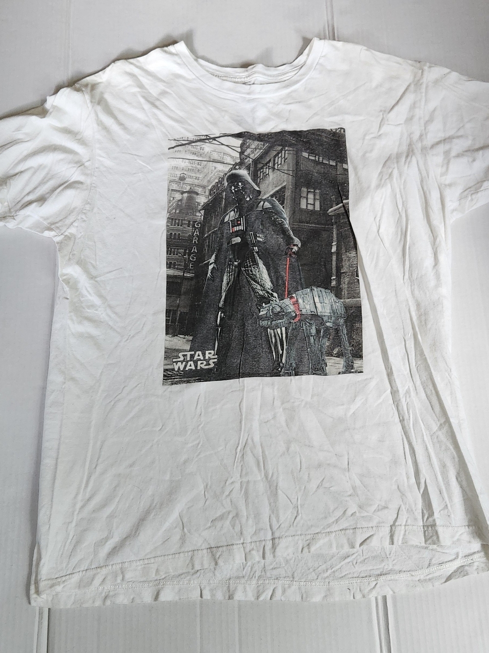 Star Wars Shirt Fifth Sun Darth Vader AT-AT White Retro XL Sith